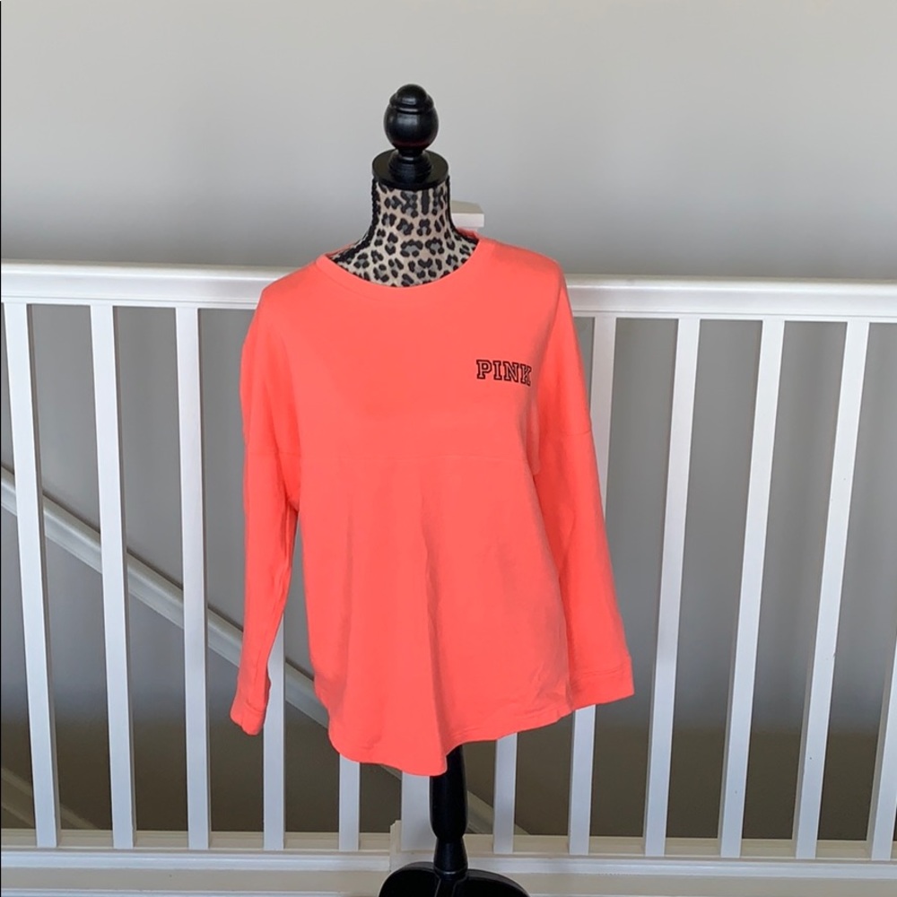 Bright Coral LOVE PINK Crew Neck